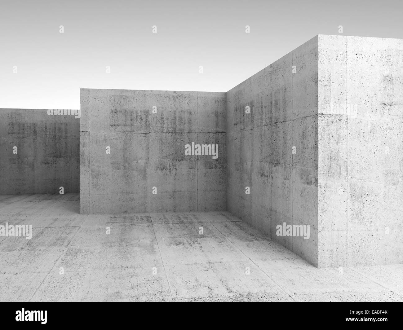 Abstrakte Architektur 3d Hintergrund mit weißen Beton leeren Innenraum Stockfoto