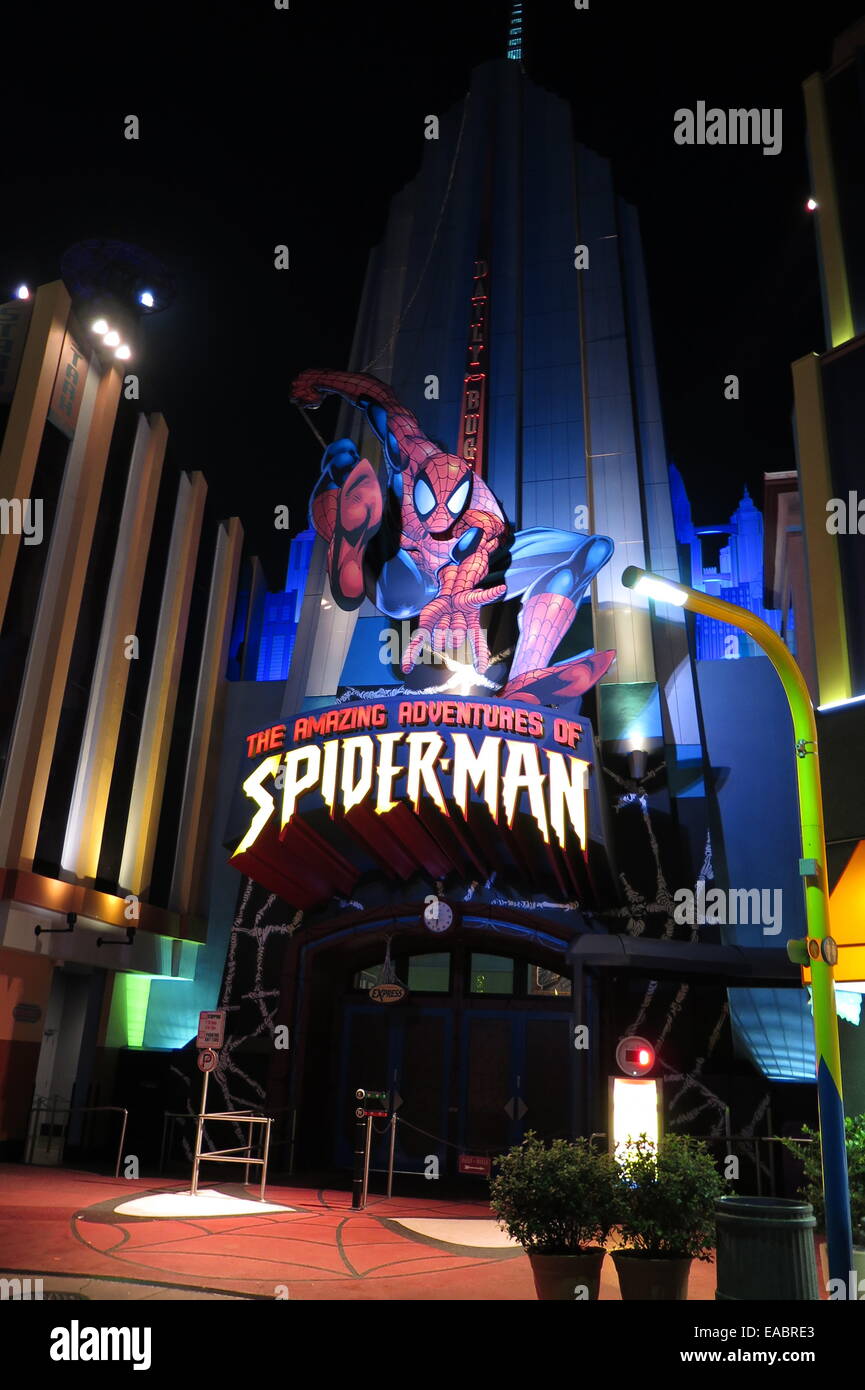 Universal Studios Islands of Adventure in der Nacht Stockfoto