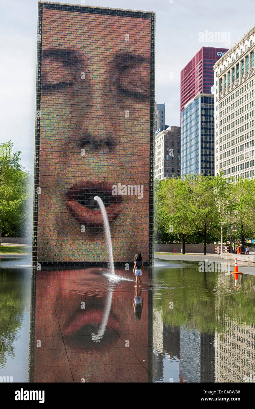 USA-Illinois-Chicago Crown Fountain im Millennium Park Stockfoto