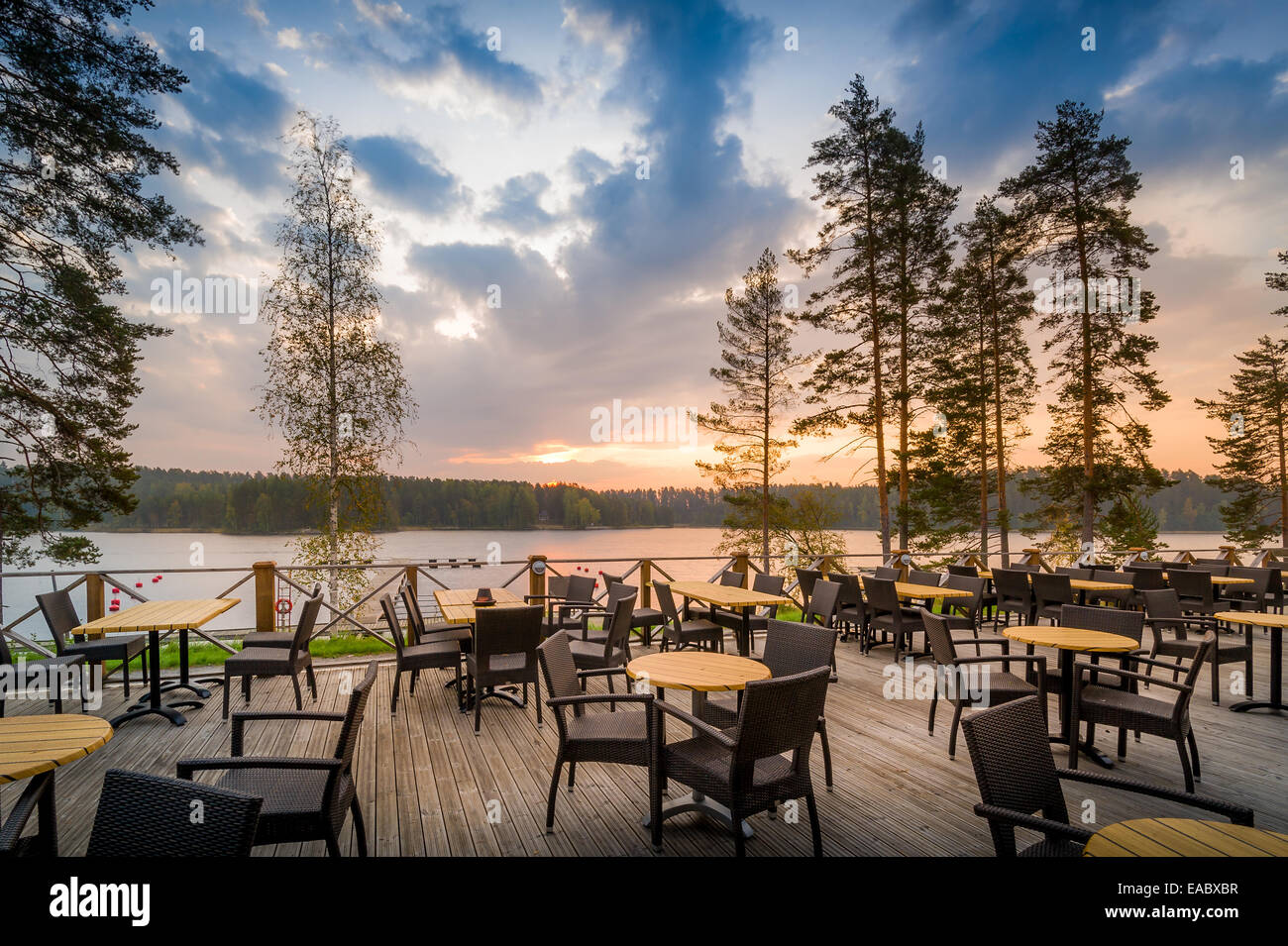 Cafe del See Sonnenuntergang Stockfoto