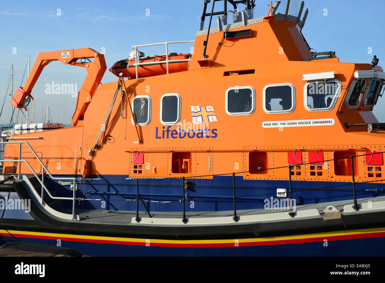 Die Royal National Lifeboat Institution (RNLI) Rettungsboot, Yarmouth Harbour, Yarmouth, Isle Of Wight, England, Vereinigtes Königreich Stockfoto