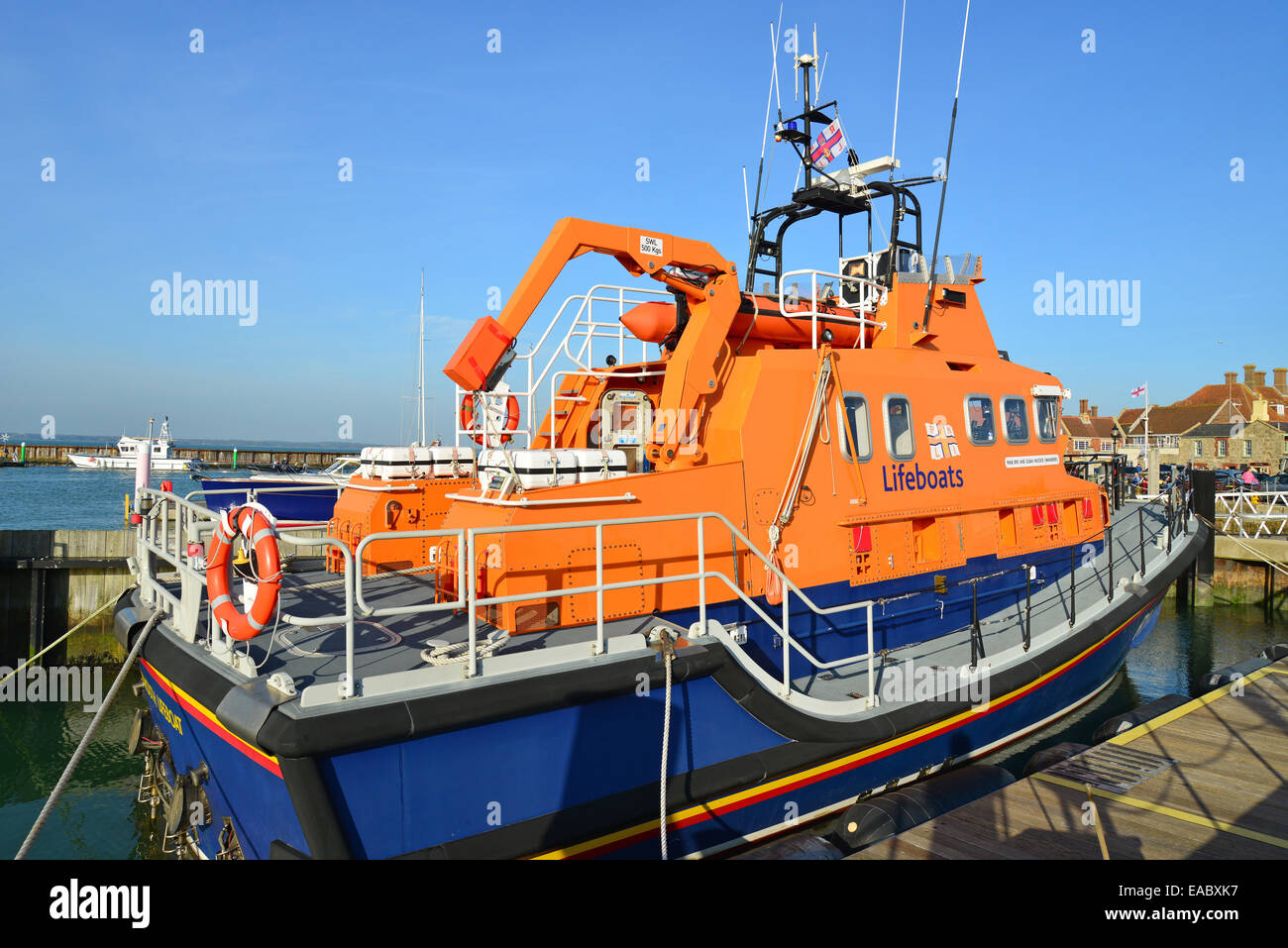 Die Royal National Lifeboat Institution (RNLI) Rettungsboot, Yarmouth Harbour, Yarmouth, Isle Of Wight, England, Vereinigtes Königreich Stockfoto
