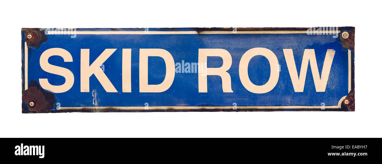 Vintage Skid Row-Straßenschild Stockfoto
