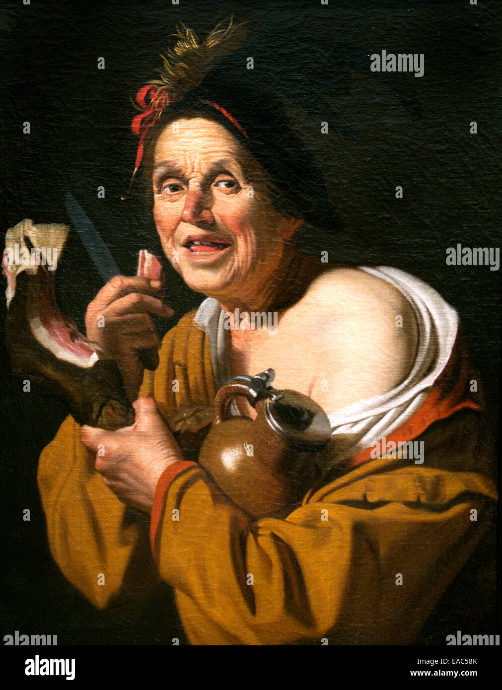 Le mangeur de jambon - Eater Schinken von Gerrit van Honthorst 1590-1656 Niederländisch Niederlande Gerard van Honthorst Stockfoto