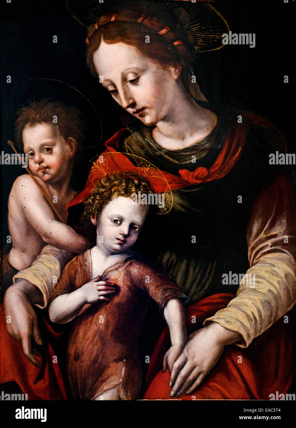 Vierge ein l Enfant et saint Jean Baptiste Jungfrau und das Kind Johannes der Täufer Simon de Chalons (1506 – 1568) französischer Maler Stockfoto
