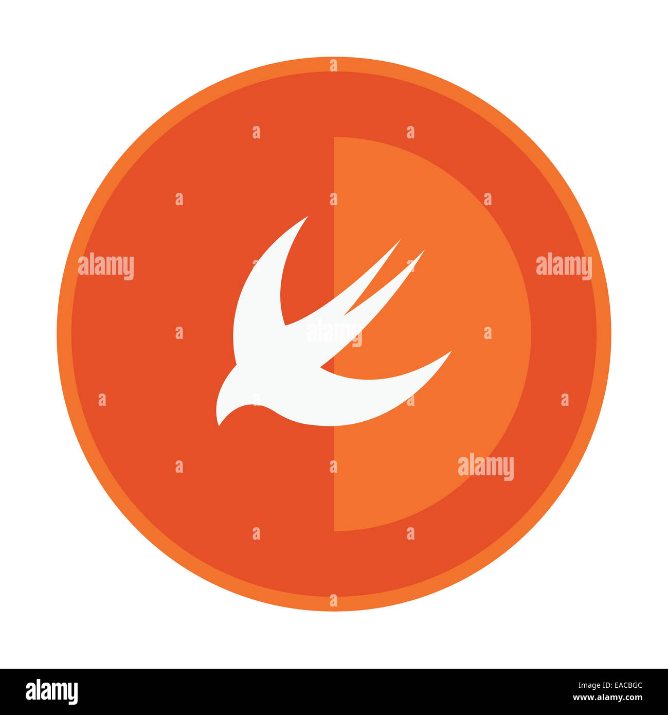 HTML5 Stil runde Plakette zeigt Schwalbe auf hellem Hintergrund orange Symbol Stockfoto