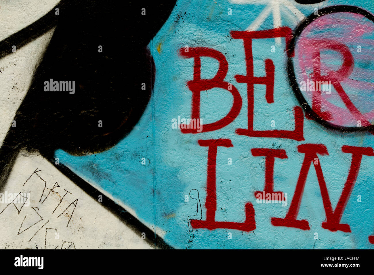 Graffiti-Streetart Berlin wall tags Stockfoto