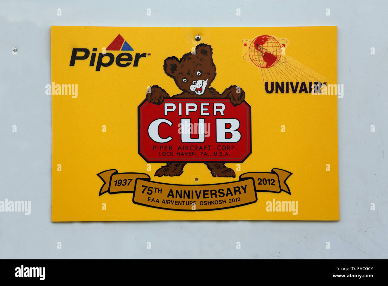 Piper Cub 75. Jahrestag Abziehbild Stockfoto
