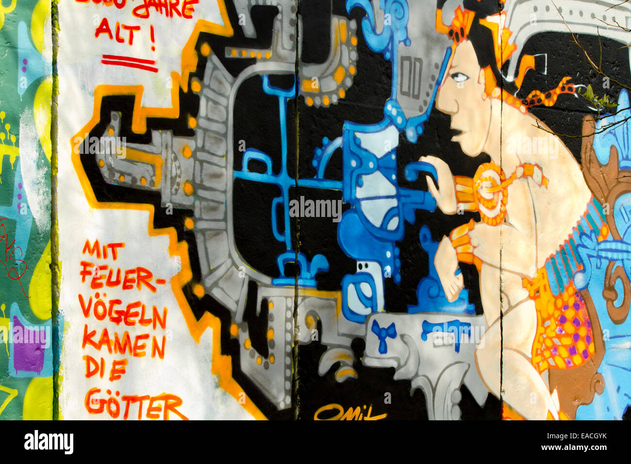 Graffiti-Kunst Cartoon städtischen Berliner Mauer Deutsch Stockfoto