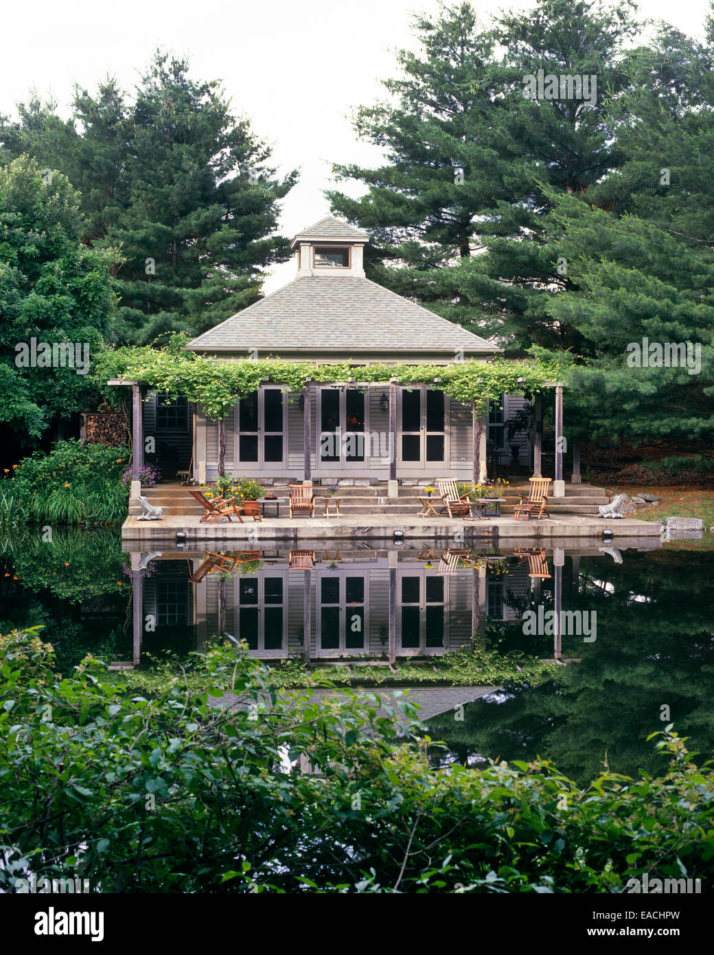 Landhaus-Teich im Bundesstaat New York Hudson valley Stockfoto