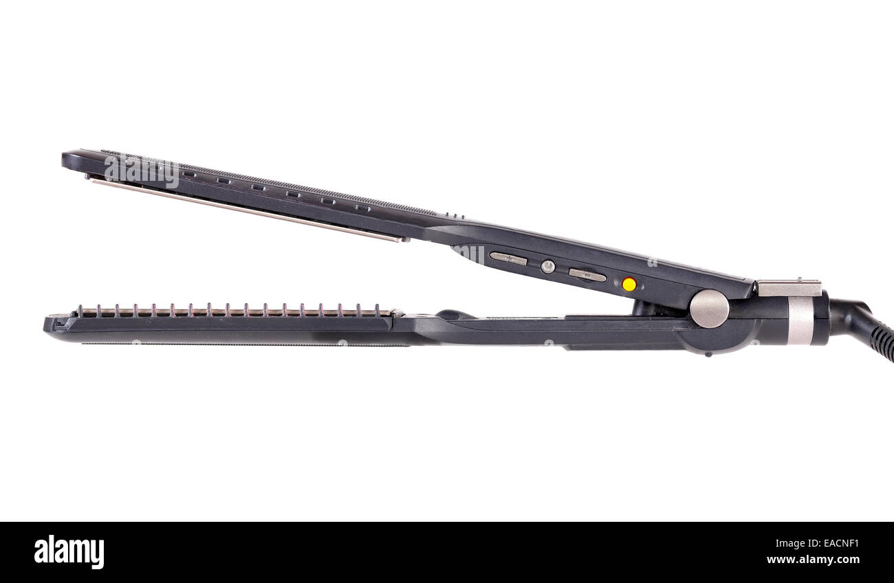 Haarglätter isoliert auf weißem Hintergrund. Stockfoto