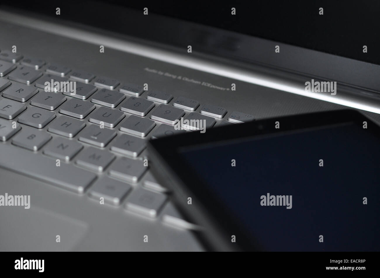 Laptop-Tastatur mit TabletPC Stockfoto