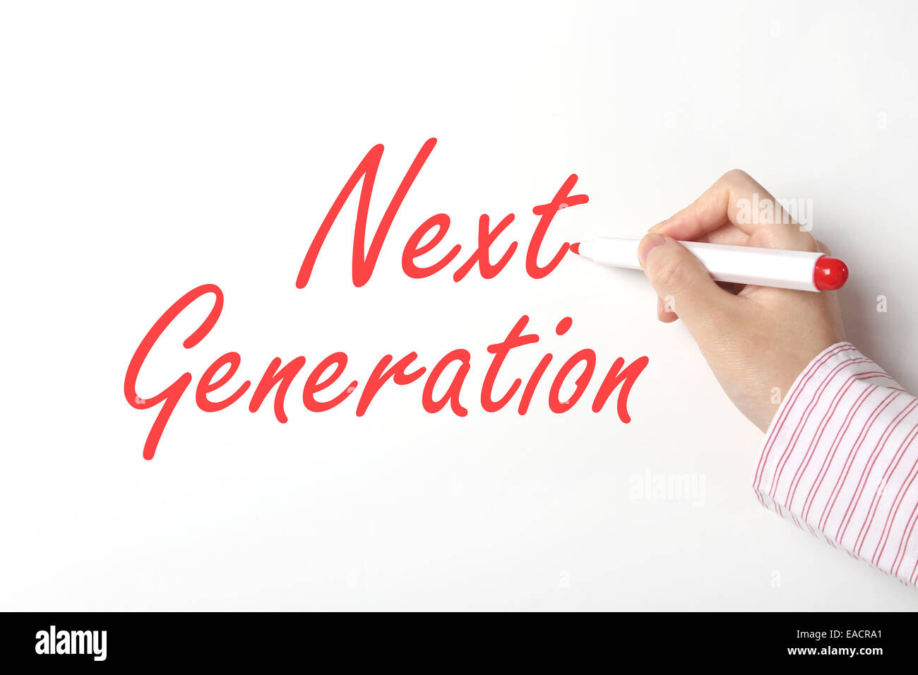 Nächste Generation Wort auf Whiteboard schreiben Stockfoto