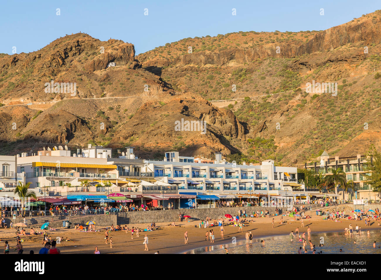 Strand, Puerto de Mogan, Gran Canaria, Kanarische Inseln, Spanien Stockfoto