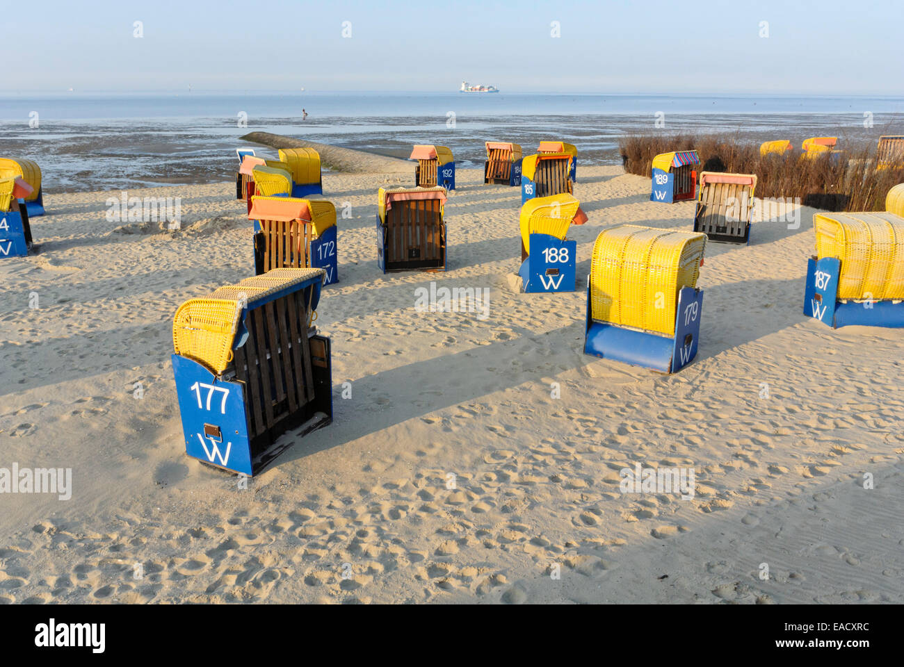 Liegestühle, Cuxhaven, Deutschland Stockfoto