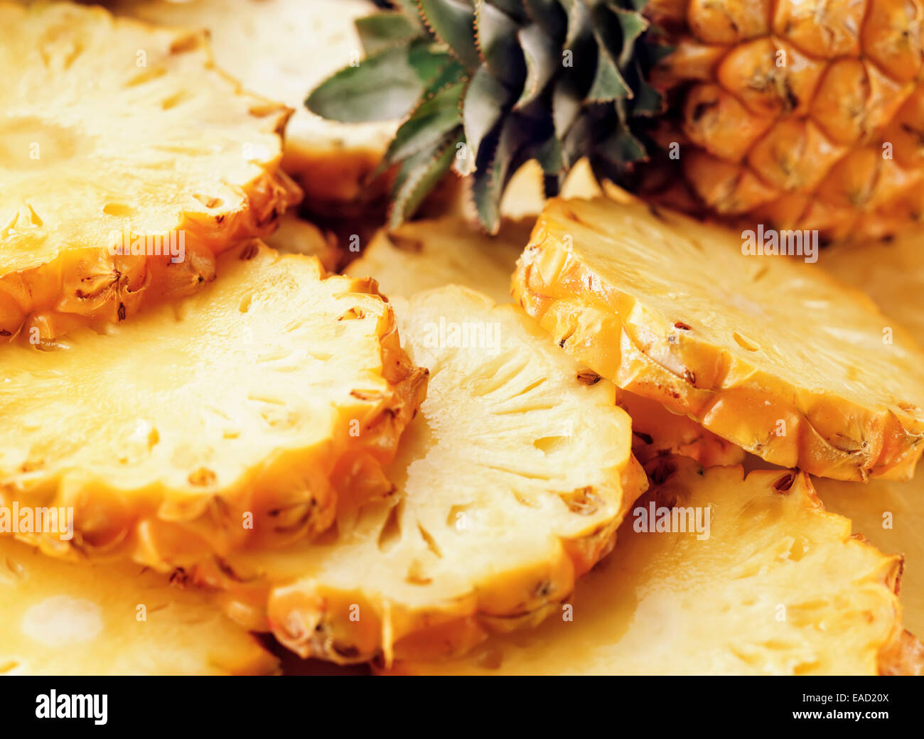 Ananas, Ananas Comosus, gelbe Thema. Stockfoto
