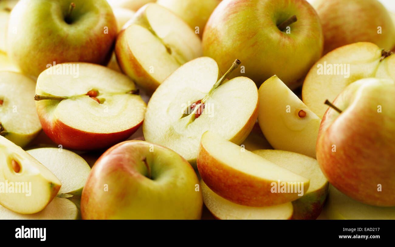 Apfel, Malus Domestica, grünen Thema. Stockfoto