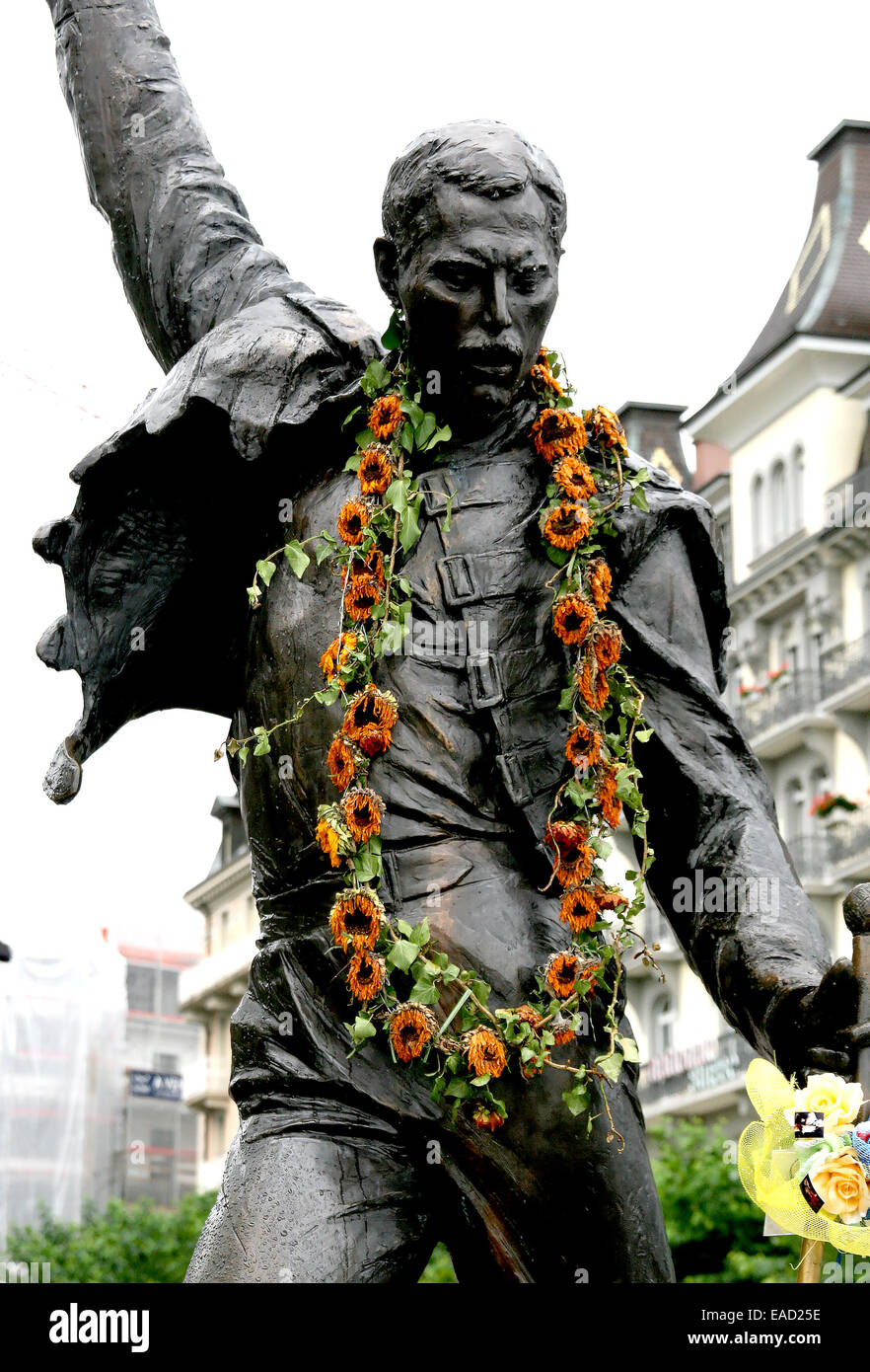 Statue von Freddie Mercury, in Montreux, Schweiz, an den Ufern des Genfer Sees Stockfoto