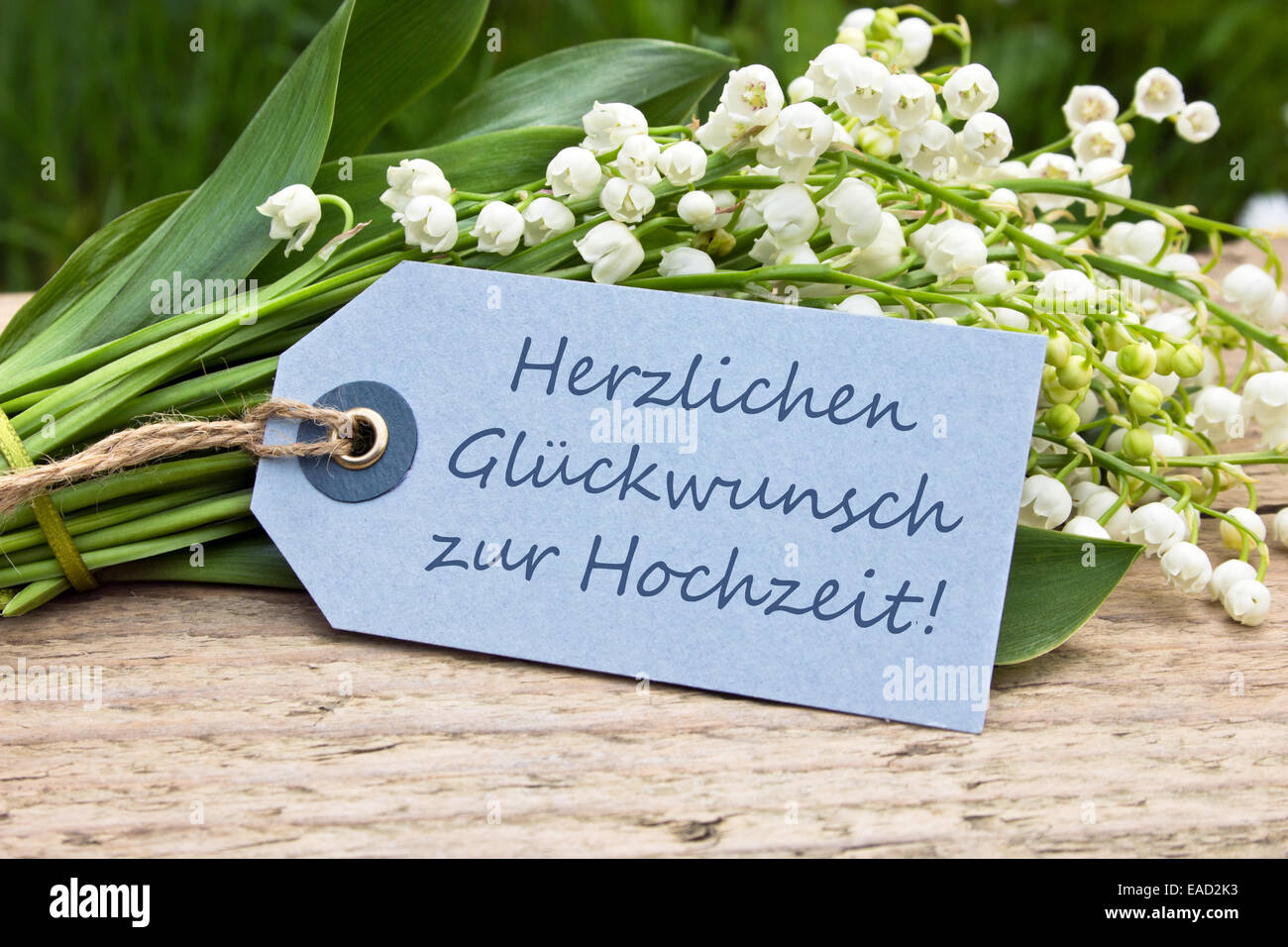 Deutsche Hochzeitskarte mit Lily Of The valley Stockfoto