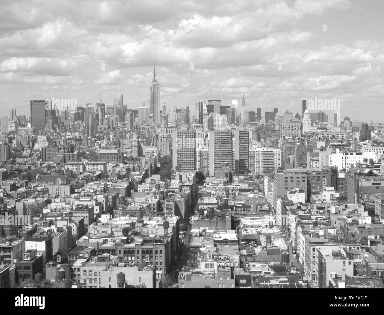 Blick auf Midtown Manhattan mit Wolken Stockfoto