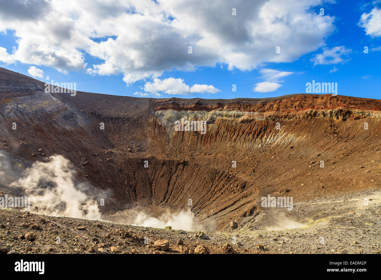 Der aktive Vulkan auf der Insel Vulcano Stockfoto