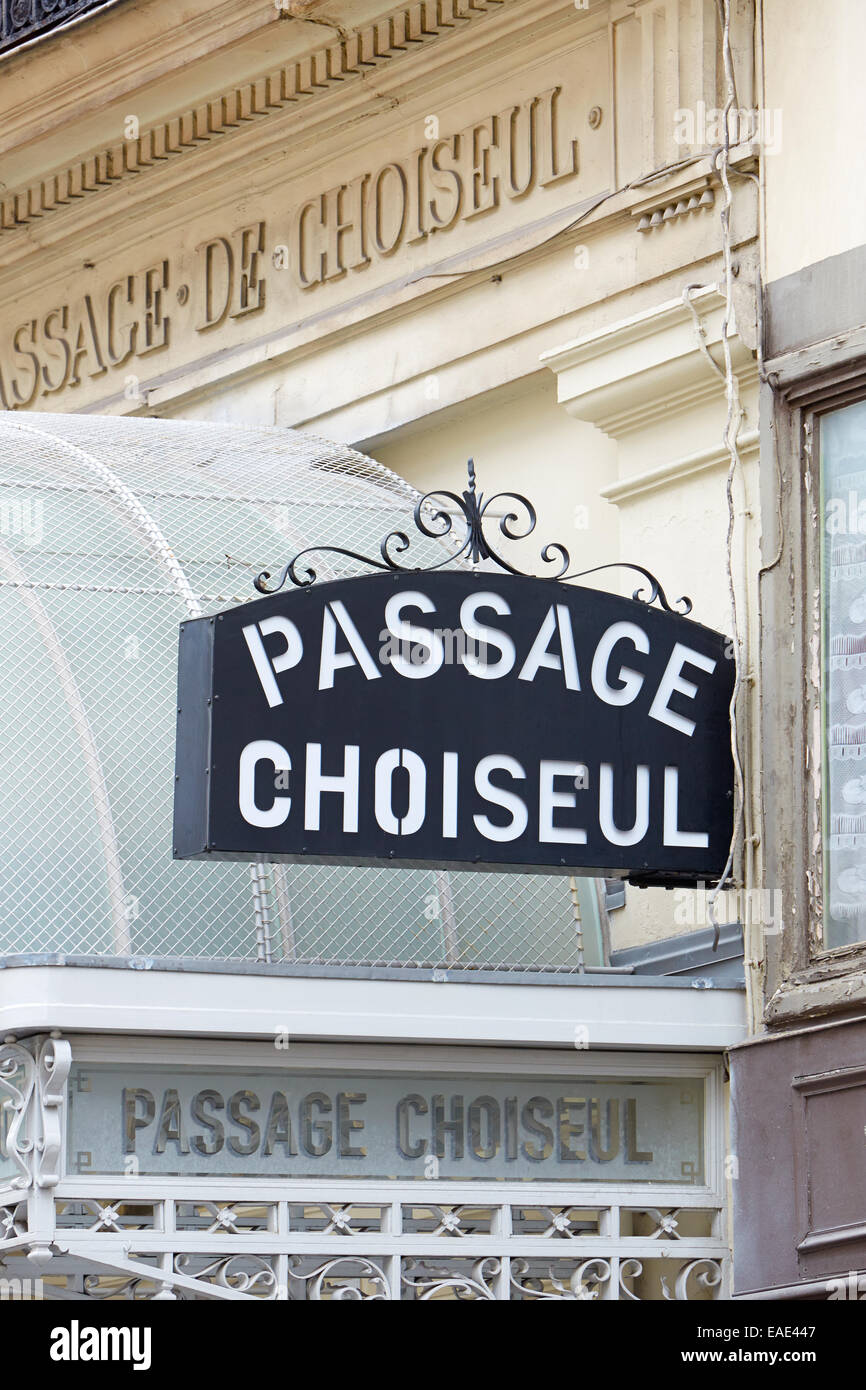 Paris, Passage Choiseul Eingang Stockfoto