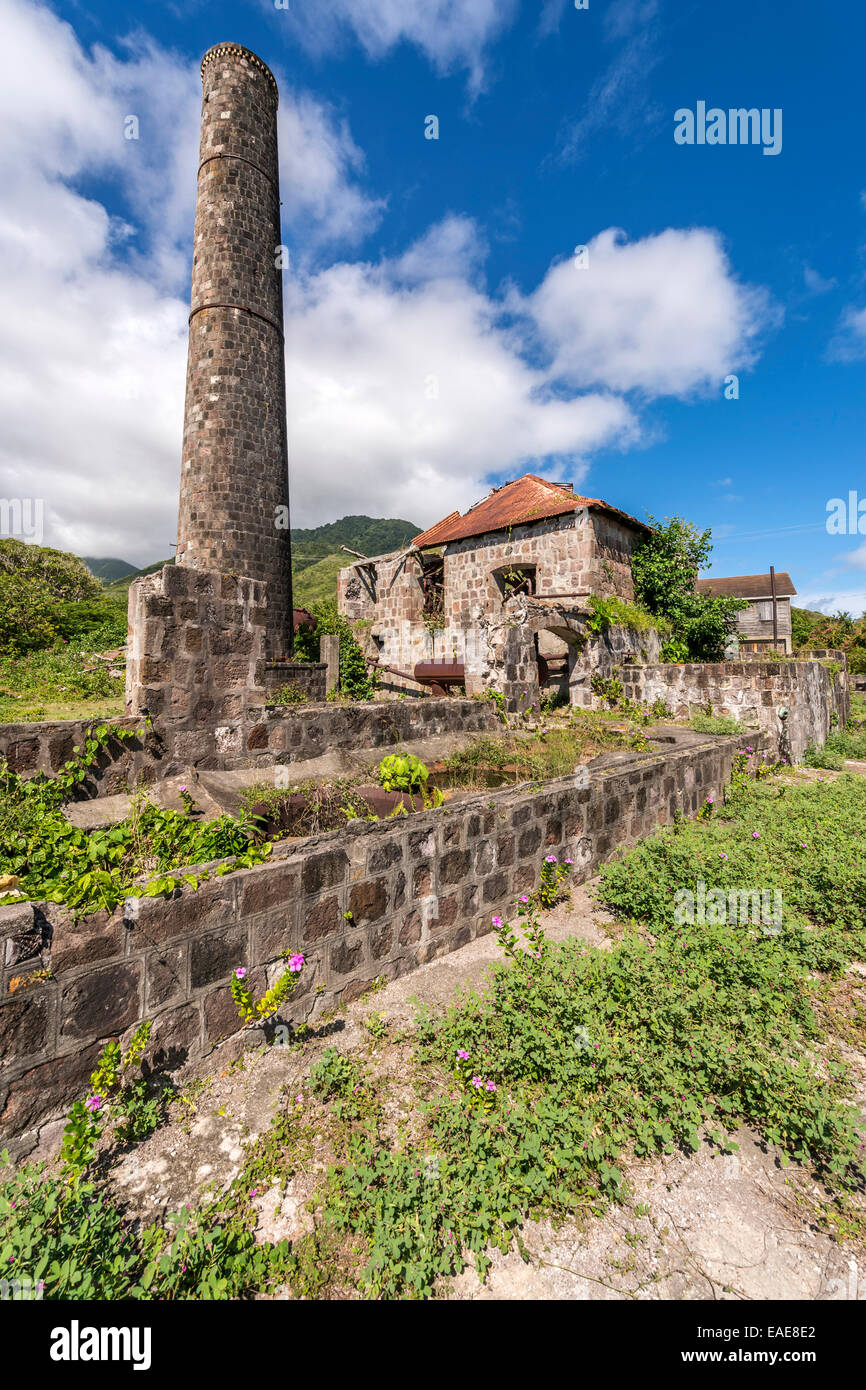 Nevis Heritage Centre, Brink Brennofen, Zucker-Plantage Besucher Kultur, Attraktion. verfallene Gebäude Vista. Stockfoto