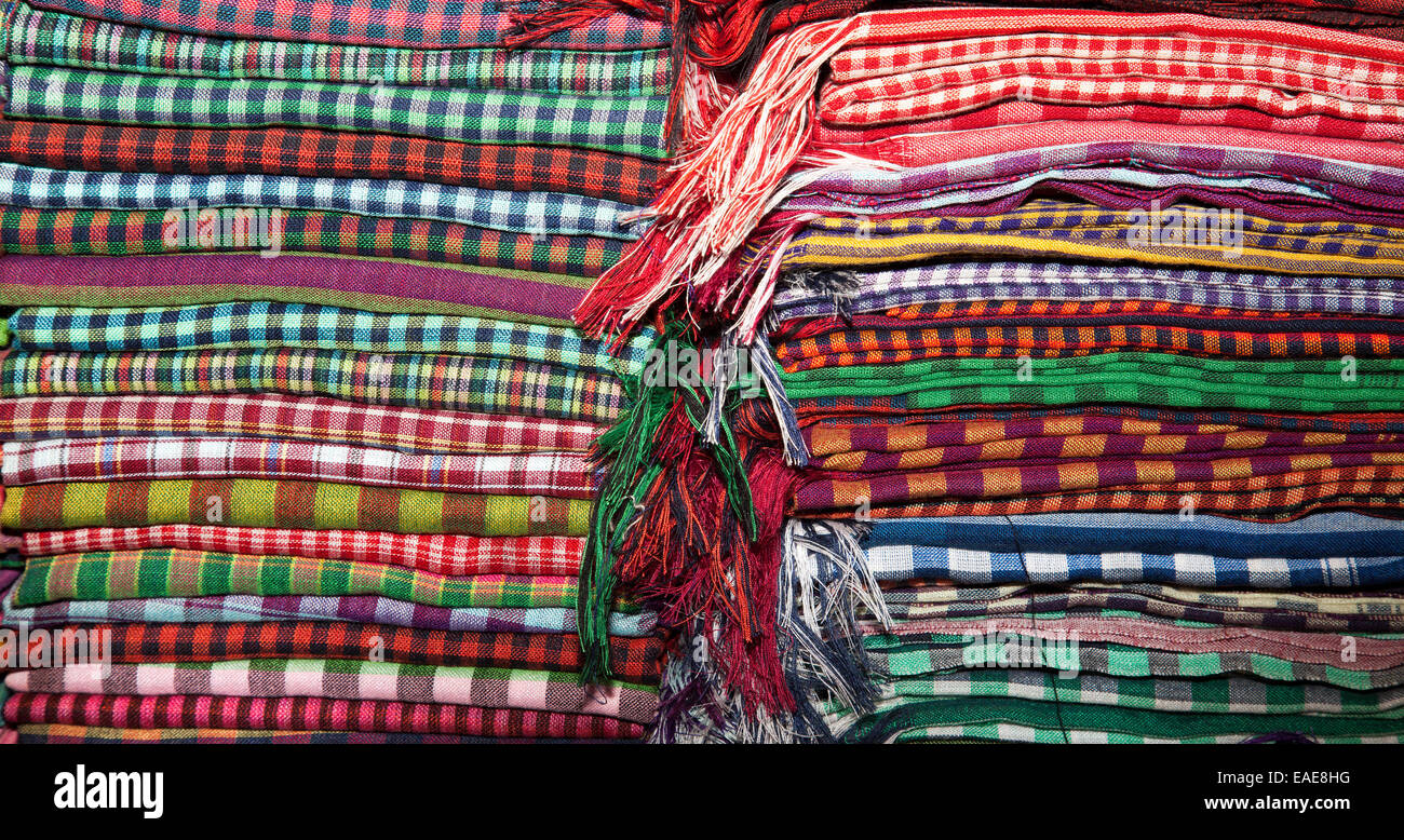 Textilien wie gefunden in den asiatischen Märkten Stockfoto