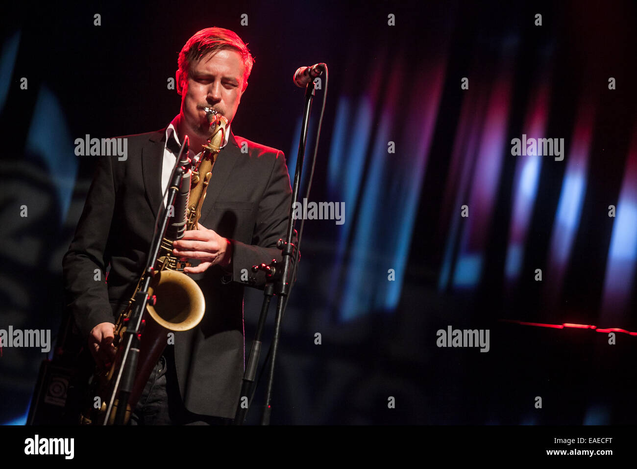 Hakon Kornstad norwegischen jazz-Musiker live an der 18. Jazz Fest in Sarajevo im Jahr 2014 gespielt. Stockfoto