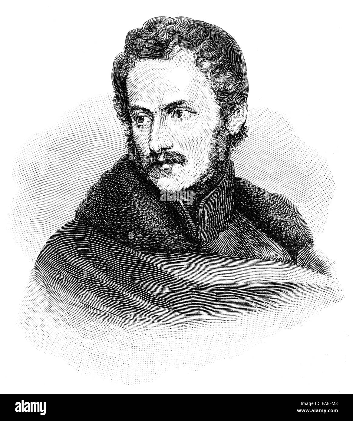 Porträt von Karl August Georg Maximilian Graf von Platen-Hallermuende, 1796-1835, ein deutscher Dichter, Porträt von Karl August Geor Stockfoto