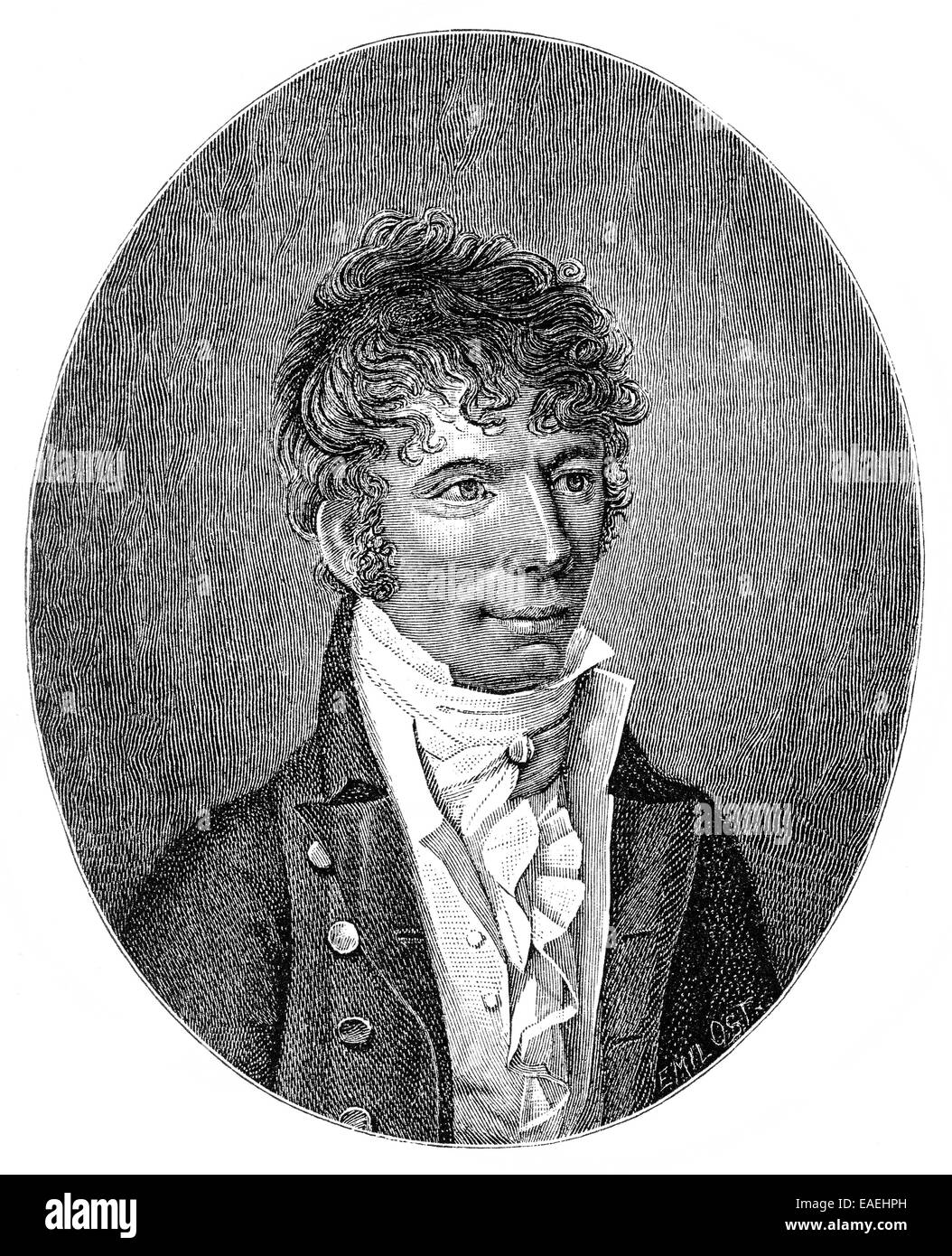 Jens Immanuel Baggesen, 1764-1826, ein dänischer Schriftsteller und Übersetzer der Aufklärung und der französischen Revolution, Portait von Jen Stockfoto