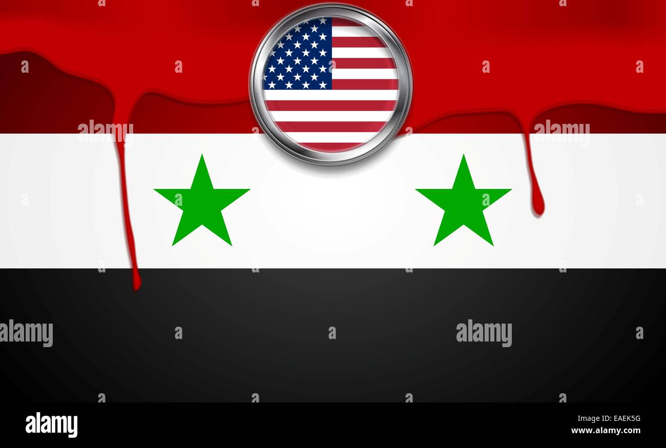 USA und Syrien politisches Konzept Hintergrund. Vektor-design Stockfoto