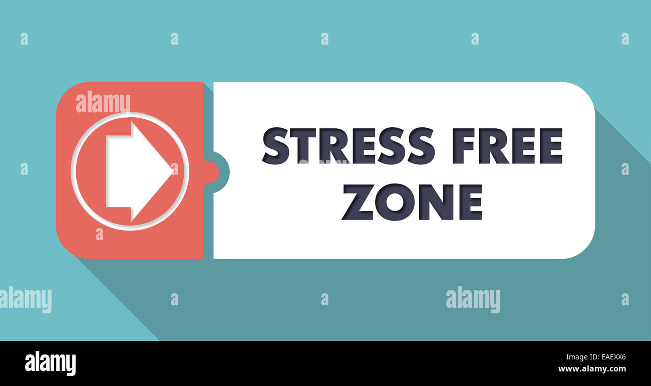 Stress-freie-Zone auf orangem Hintergrund im Flat Design. Stockfoto