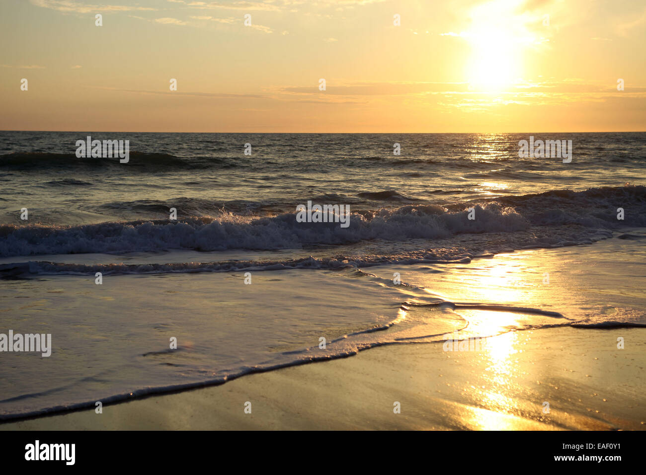 Sonnenuntergang in Palmar Beach, Caidz, Andalusien, Spanien, Sonnenuntergang in Palmar Beach, Caidz, Andalusien, Spanien, Strand, Playa, Sommer Sonnenuntergang, Stockfoto
