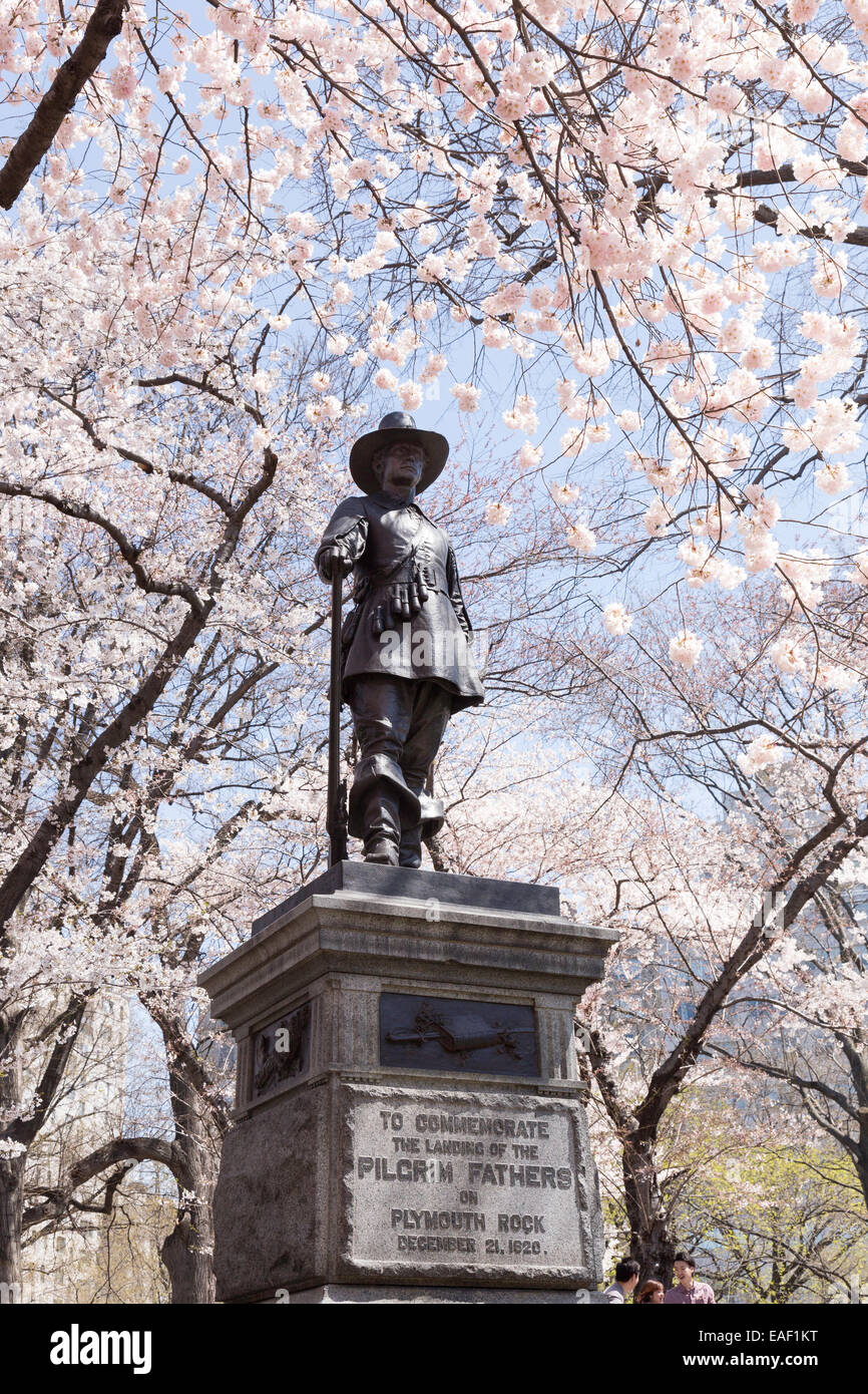 Der Pilger Statue, Pilgrim Hill, Central Park, New York Stockfoto