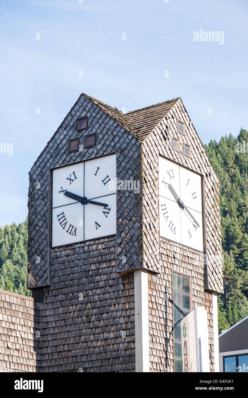 Uhrturm, Queenstown, Neuseeland Stockfoto
