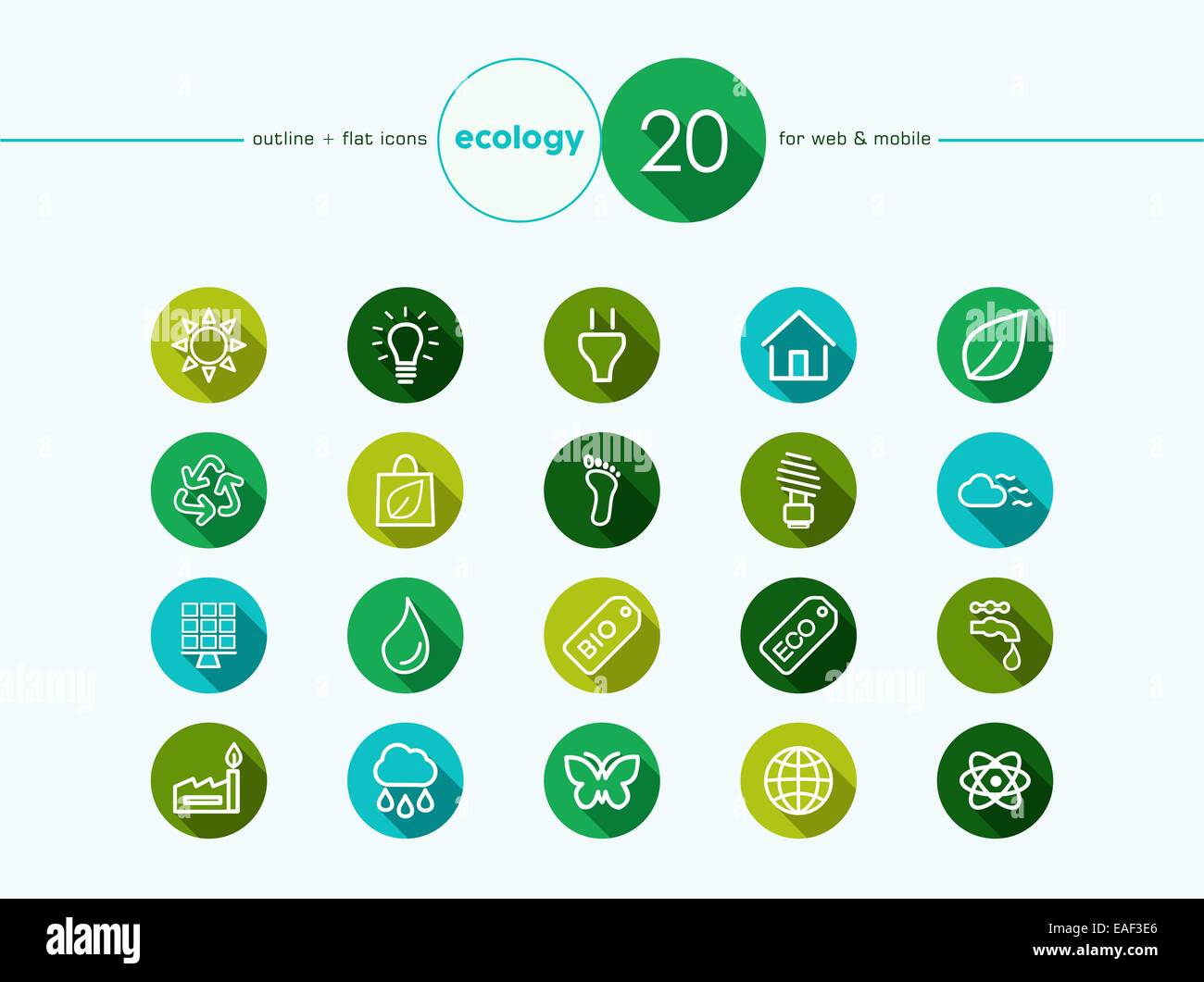 Gehen Sie grüne Umwelt und Ökologie Umriss flache Icons set für Web und mobile App EPS10 Vektor-Datei in Layer für einfache e organisiert Stockfoto
