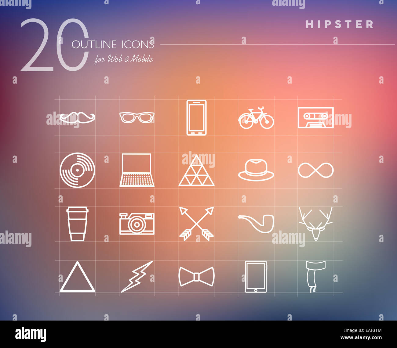 Hipster Vintage-Mode Gliederung Symbole festlegen für Web und mobile App EPS10 Vektor-Datei in Layer für die einfache Bearbeitung organisiert. Stockfoto