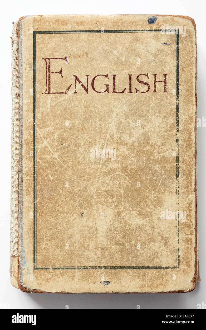 Vintage englische Schüler Buch isoliert auf weiss Stockfoto
