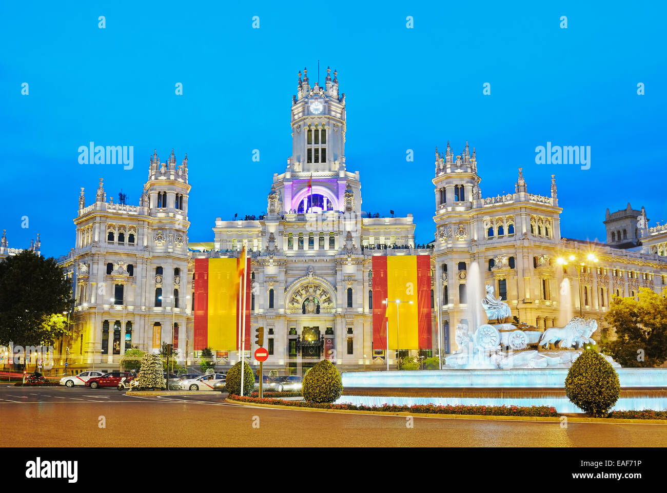 Madrid city hall at its new location,The Cybele Palace, formerly The Palace of Communication, once the headquarters of the posta Stockfoto