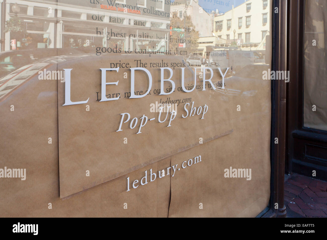Ledbury Pop-up-Shop anmelden - USA Stockfoto