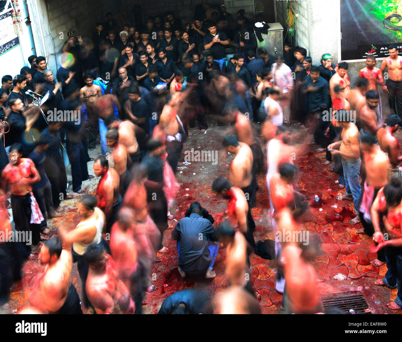 Ashura Shia Prozessionen am 10. Tag von Muharram. Stockfoto