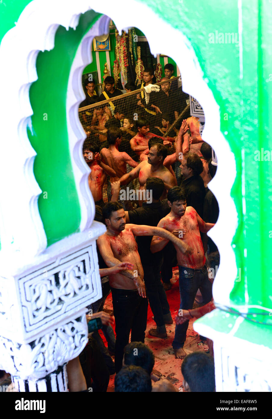 Ashura Shia Prozessionen am 10. Tag von Muharram. Stockfoto