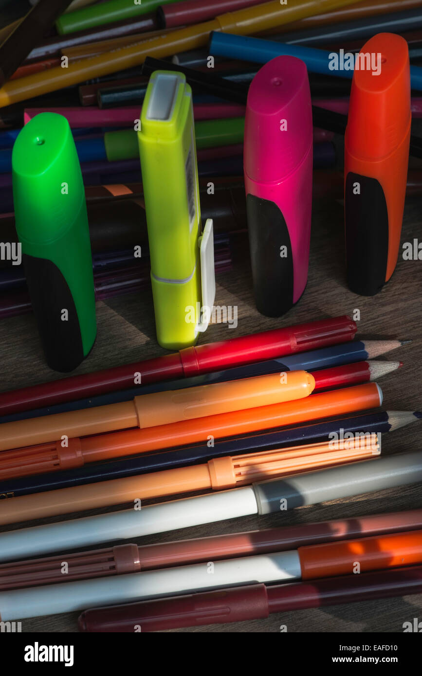 Multicolor Marker für Zeichnung. Vereinzelte Markierungen Stockfoto