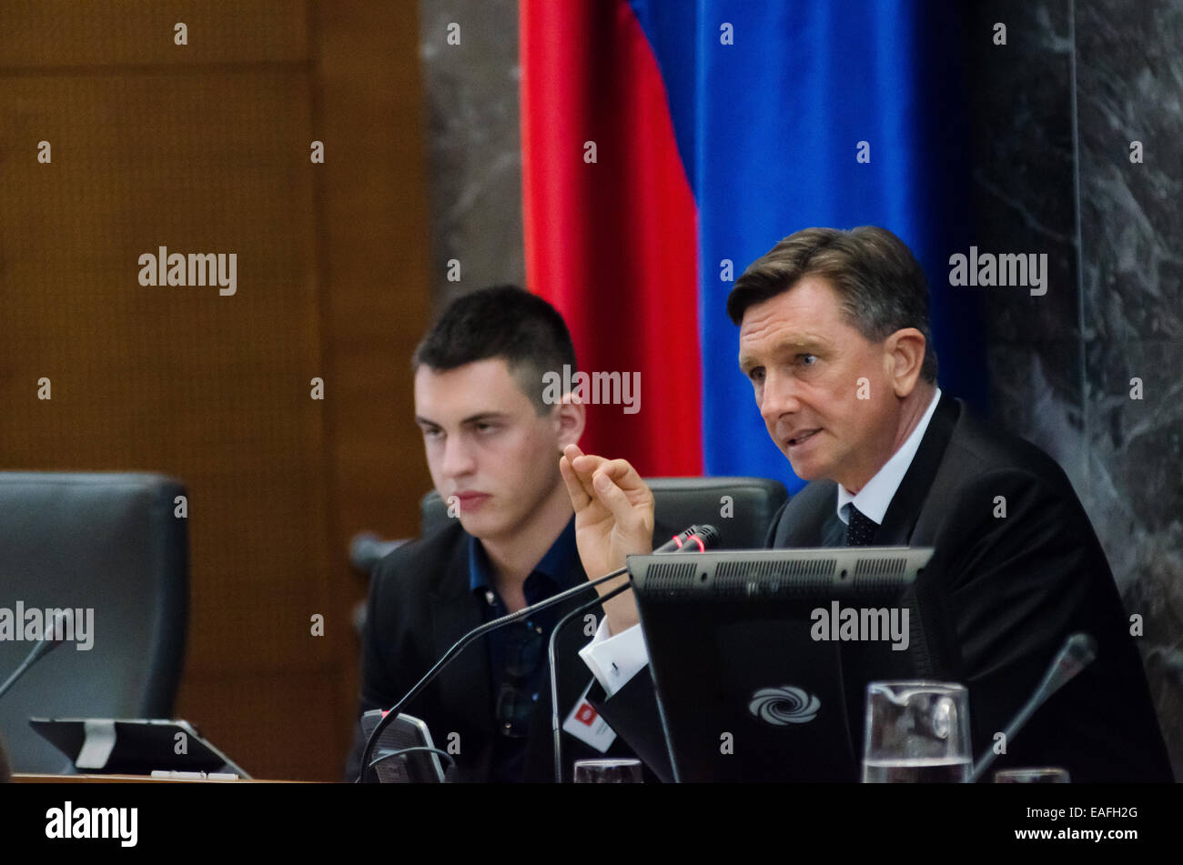 Präsident der Republik Slowenien Borut Pahor Rede auf der Konferenz über die Beteiligung von Kindern und Jugendlichen an National Assembly of Slovenia. © Rok Rakun/Pacific Press/Alamy Live-Nachrichten Stockfoto