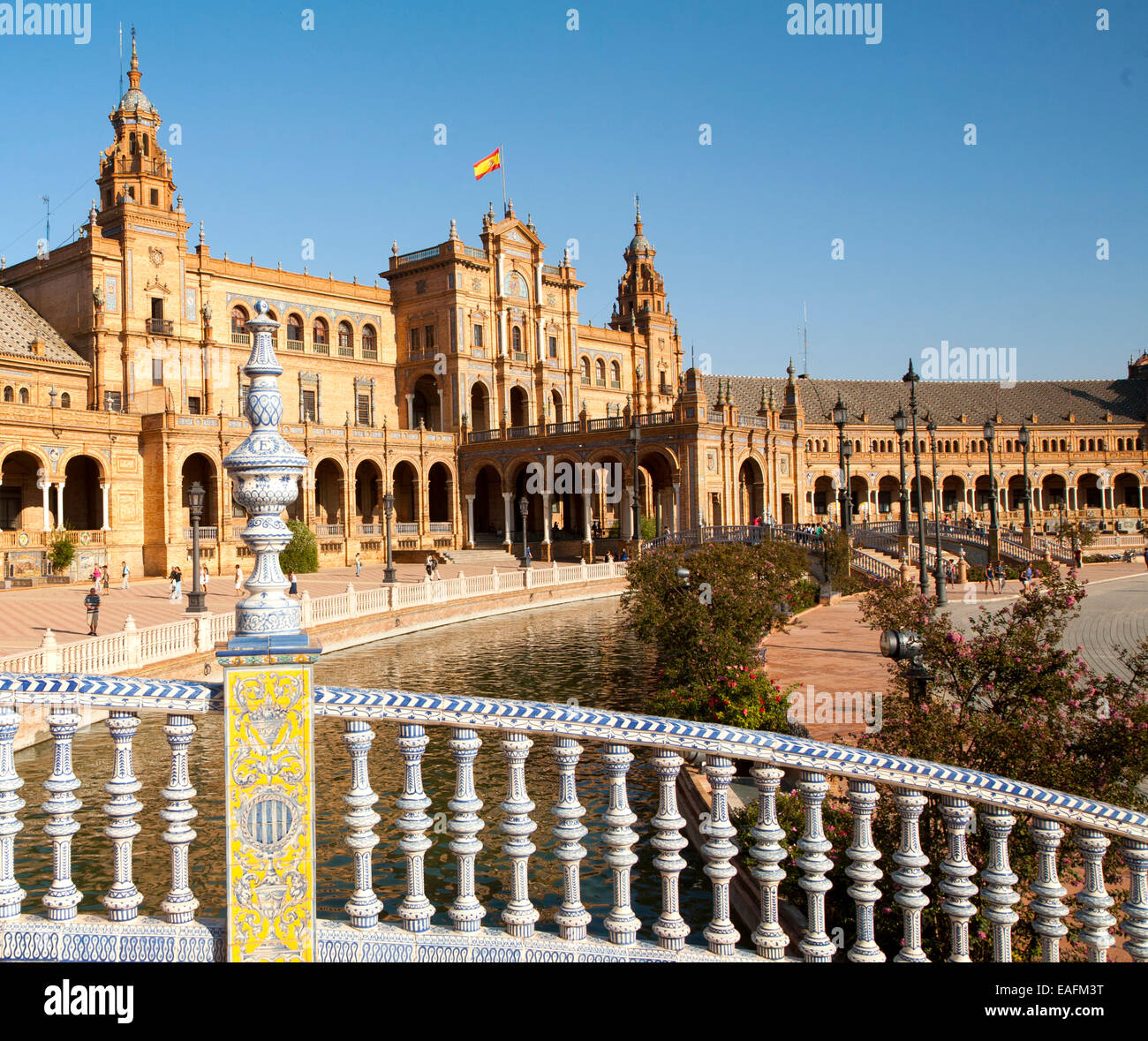 Die Plaza de España, Sevilla, Spanien für die Ibero-Amerikanische Ausstellung von 1929 gebaut. Es ist ein Wahrzeichen Beispiel der Renaissance Stockfoto