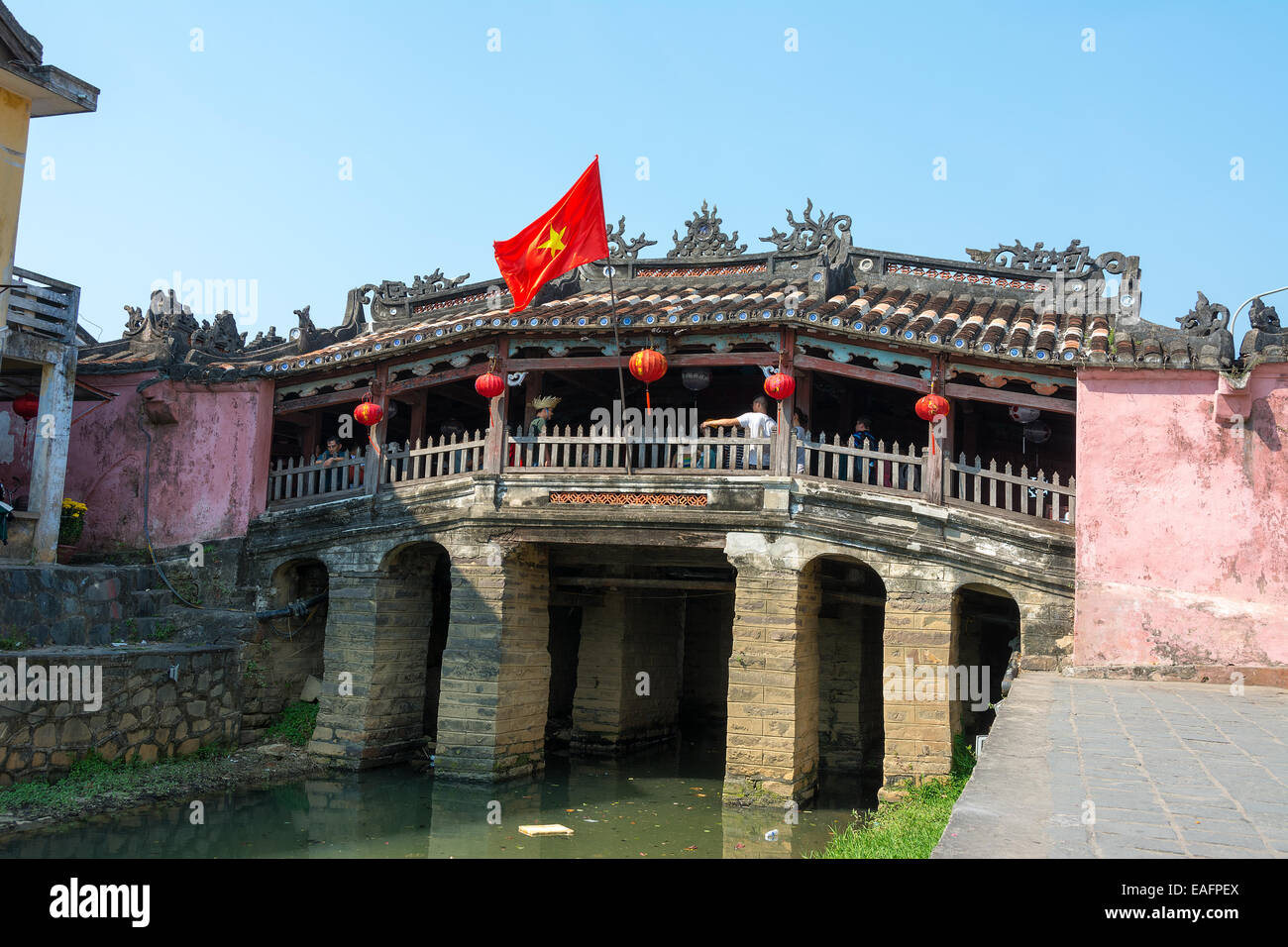 Japanische Brücke, Cau Nhat Verbot in Hoi an Vietnam abgedeckt Stockfoto