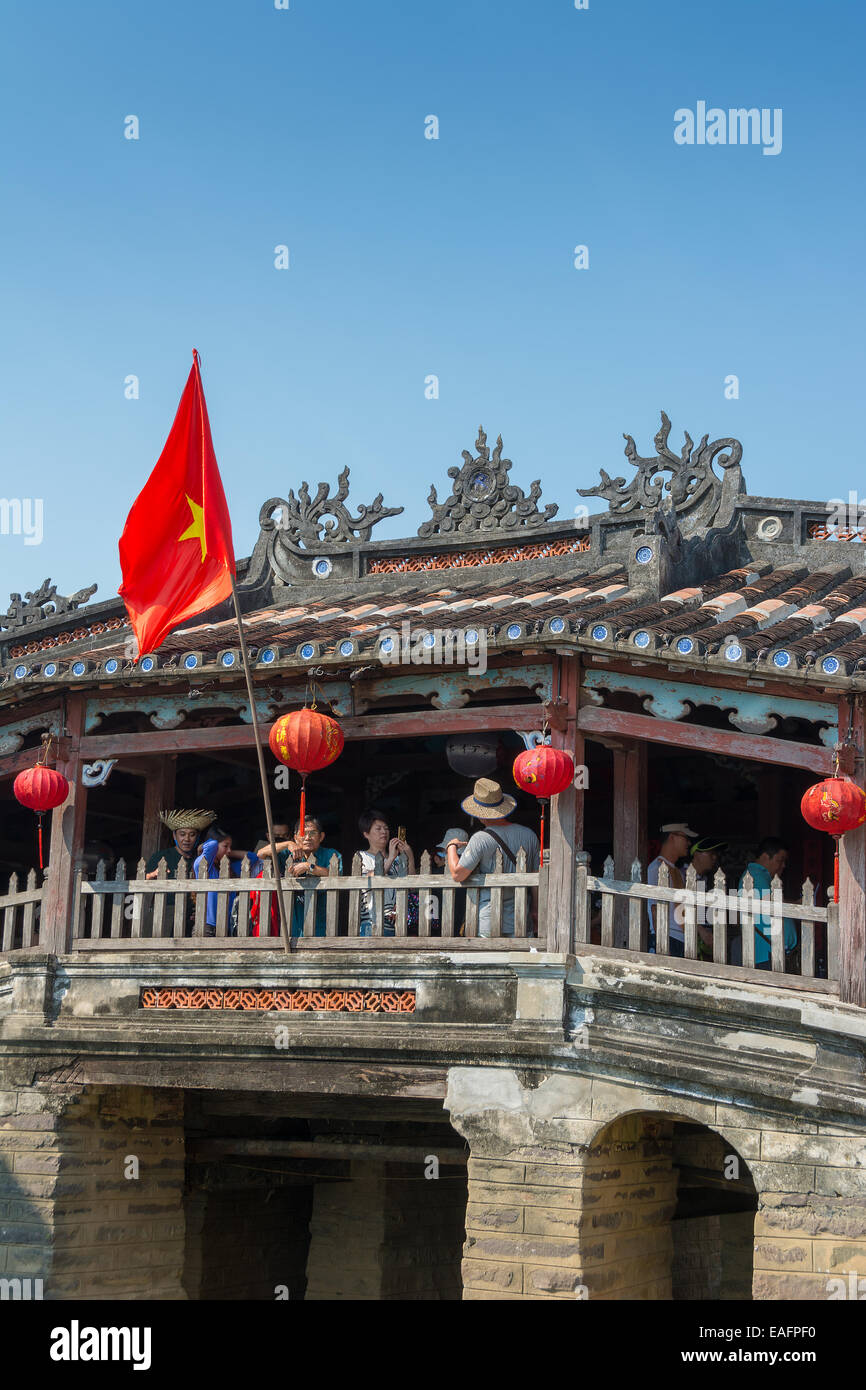 Japanische Brücke, Cau Nhat Verbot in Hoi an Vietnam abgedeckt Stockfoto