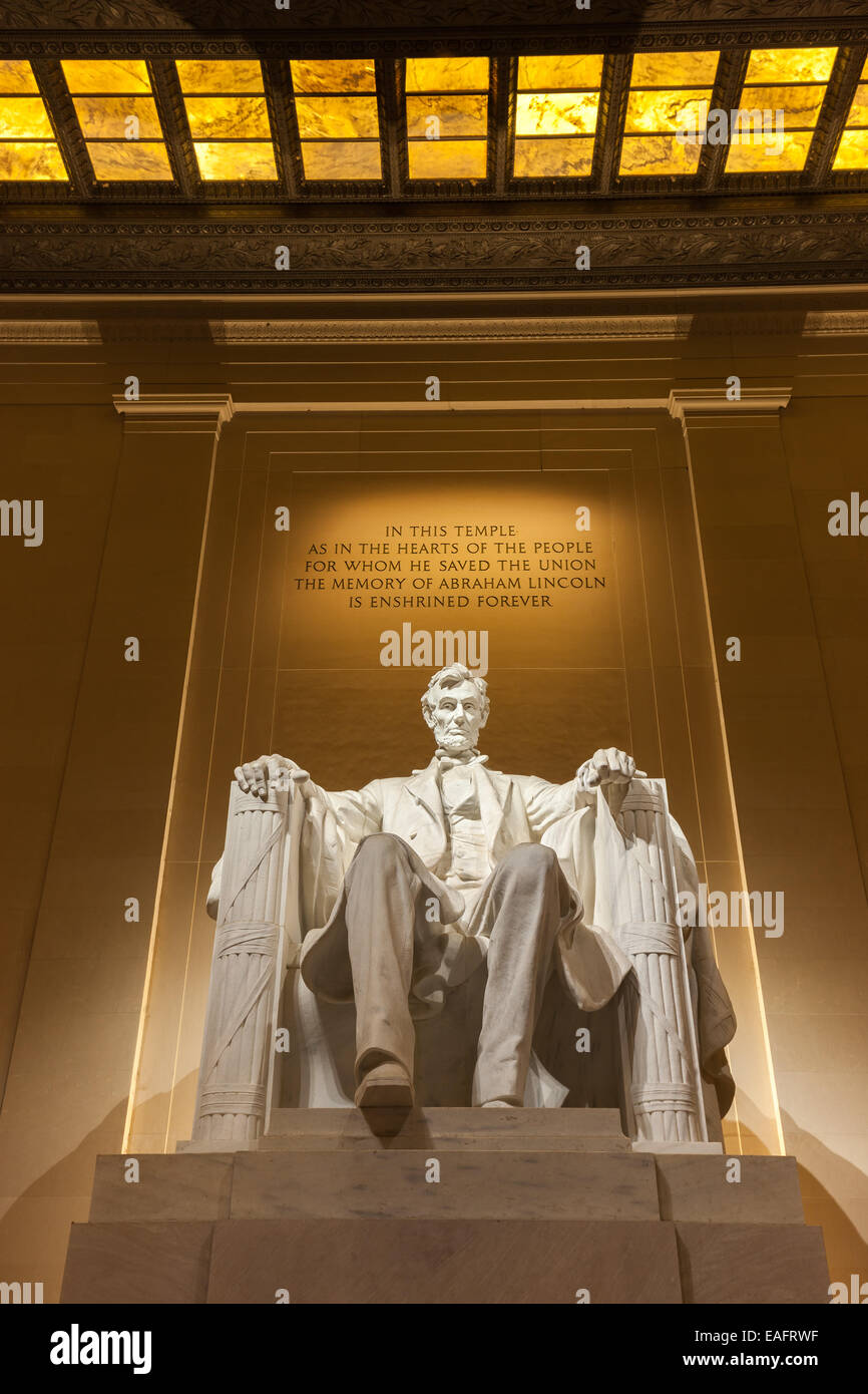 Das Lincoln Memorial ist eine amerikanische National Monument errichtet um zu Ehren der 16. Präsident der Vereinigten Staaten, Abraham Lincoln. Ich Stockfoto
