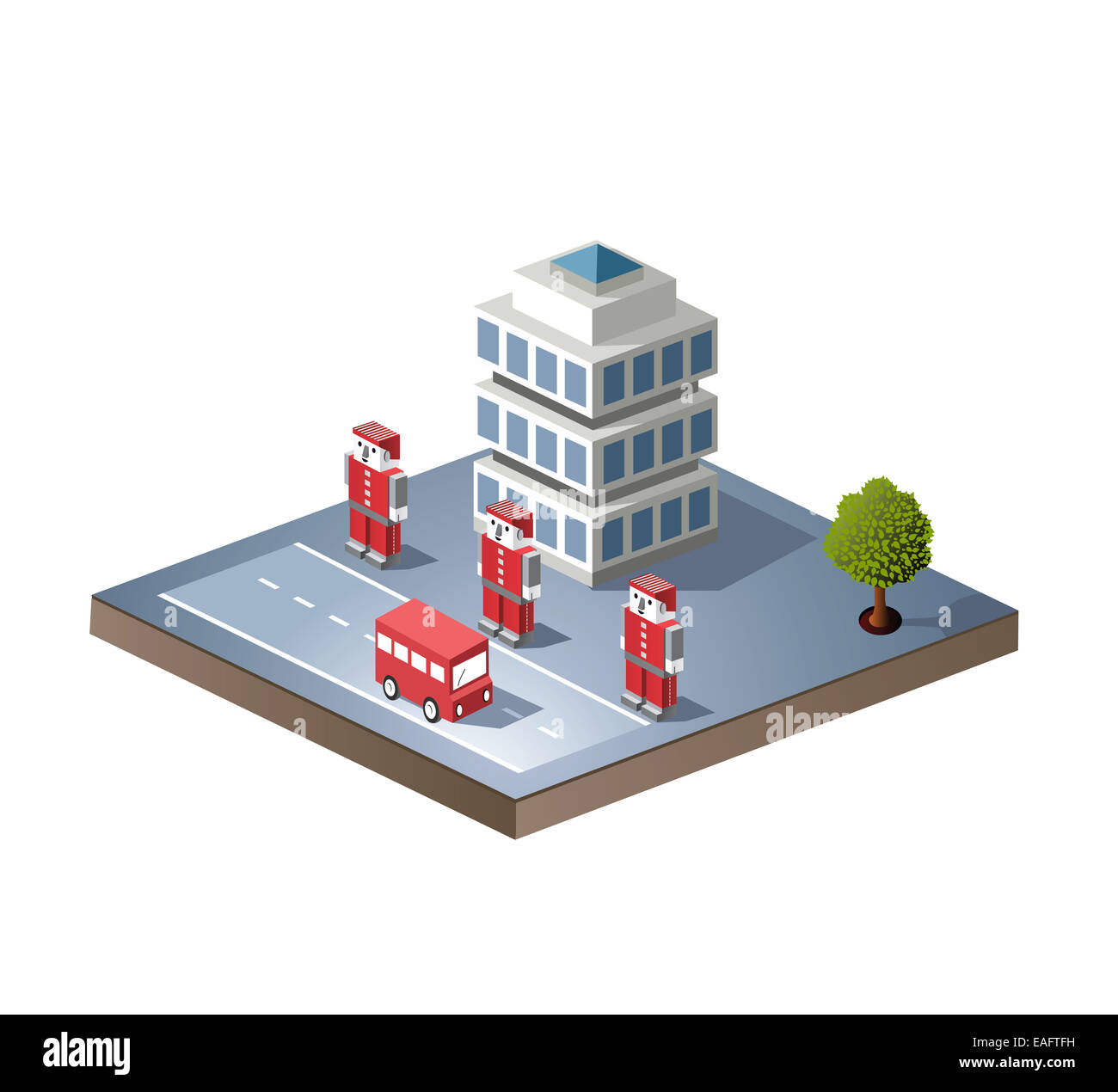 Stadt-Block mit Häusern und Straßen Stockfoto